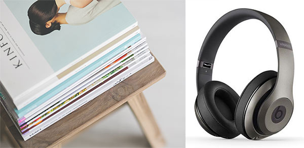 Magazine and Headphones